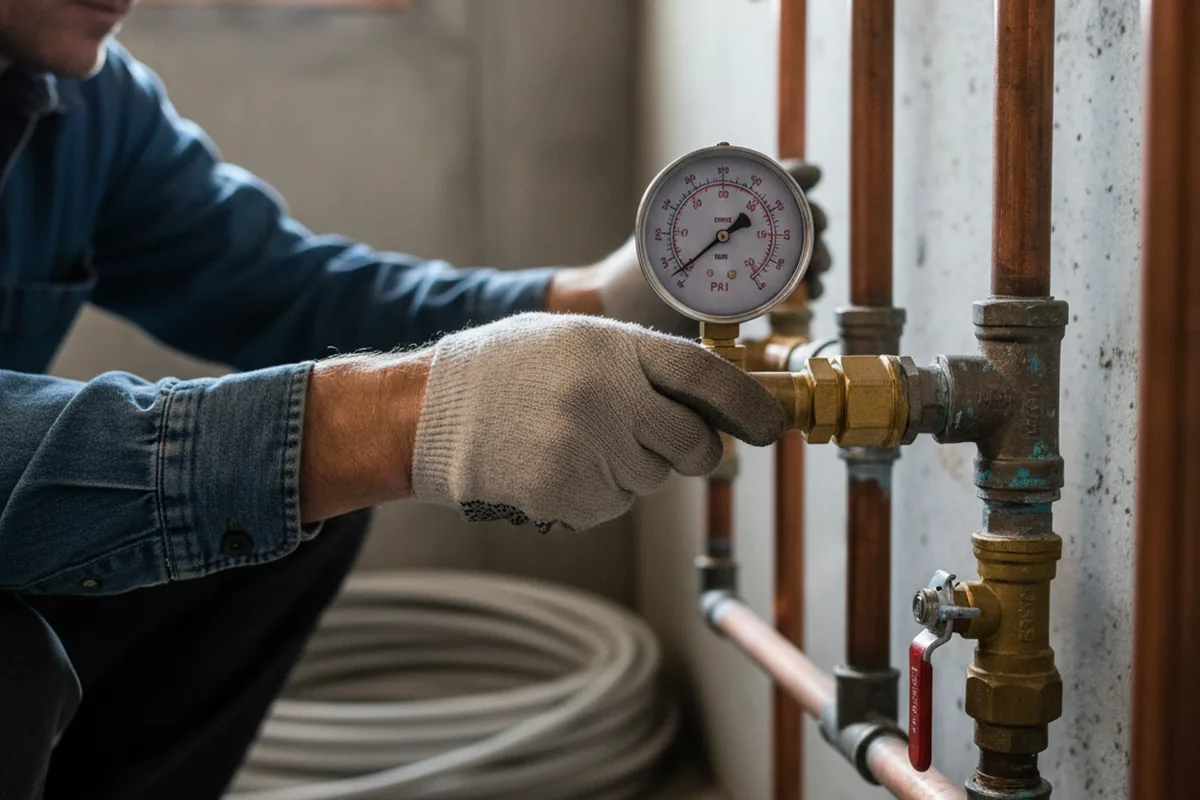 Pressure testing a repaired line during Water Line Repair in Lunenburg
